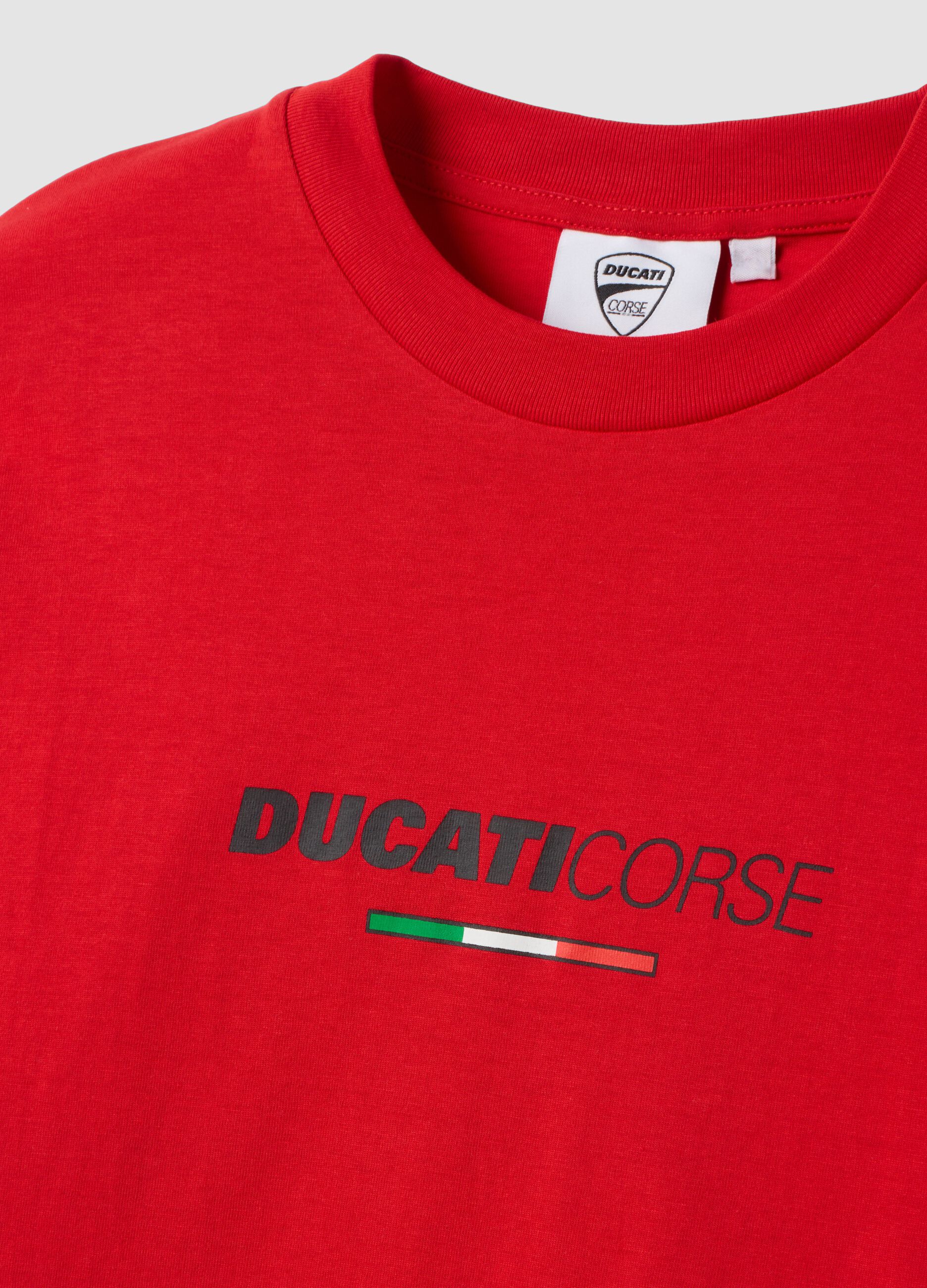 Red pure cotton T-shirt with Ducati print