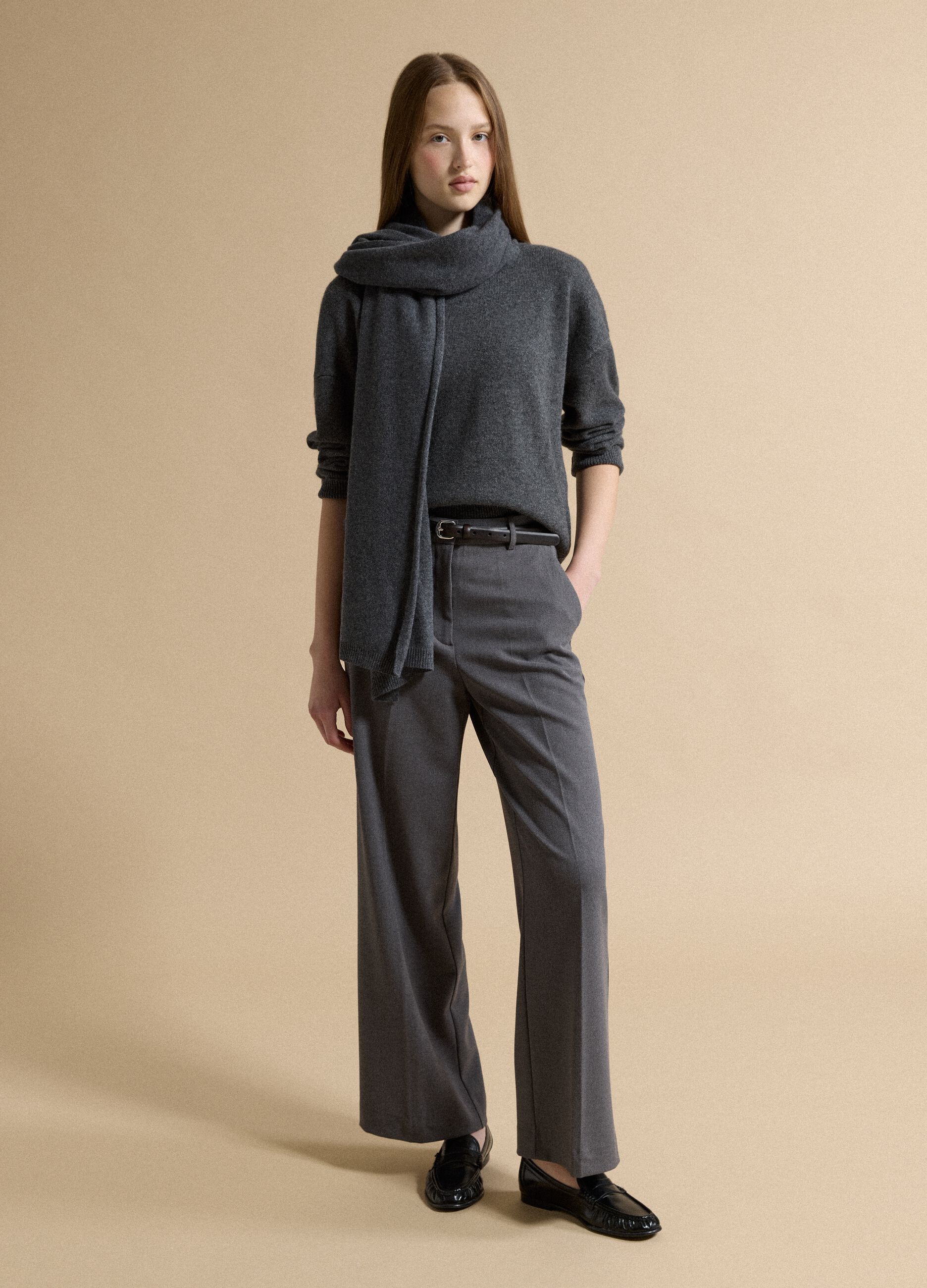 Grey pure cashmere oversized jumper