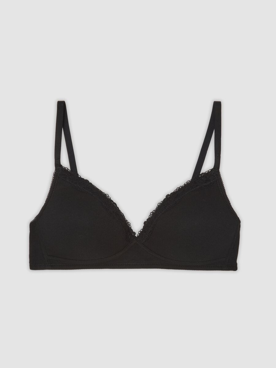 Black padded stretch organic cotton bra_0