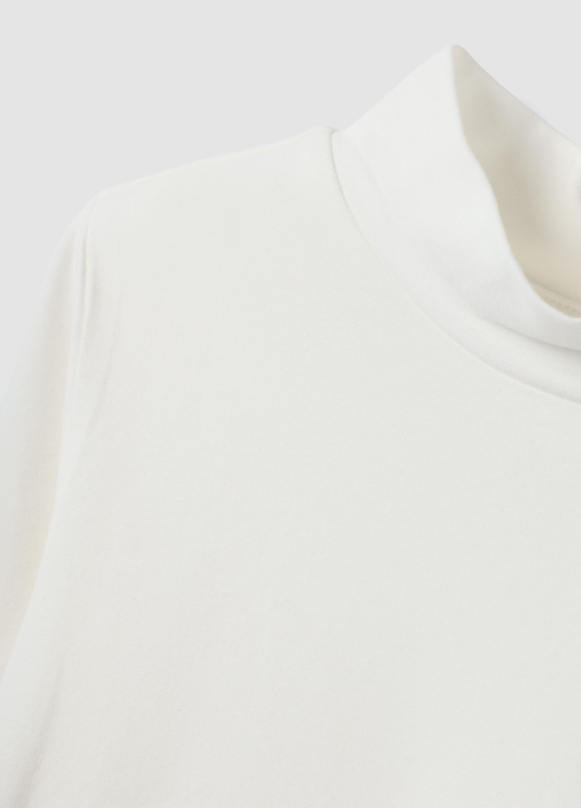 White long-sleeve stretch organic cotton crew-neck top