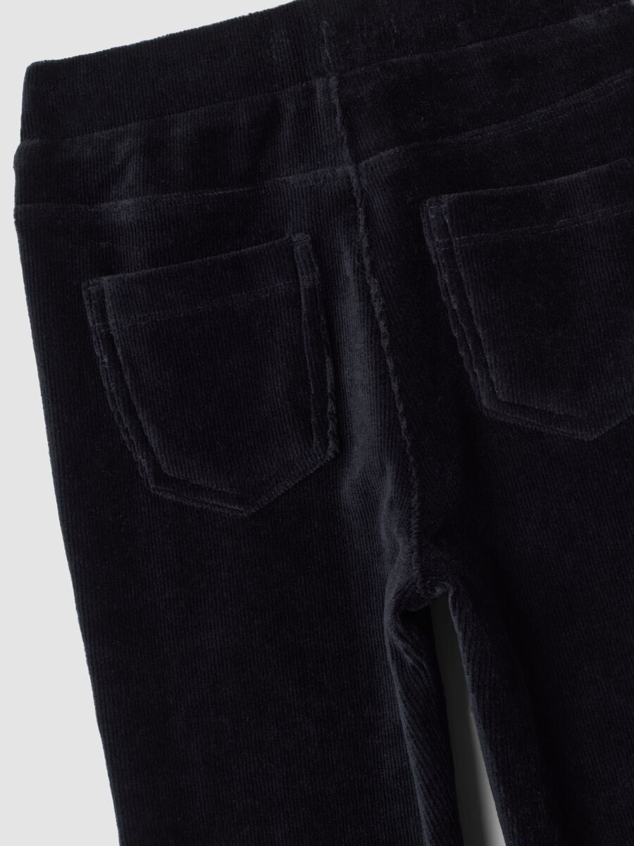Black flared stretch cotton trousers_3