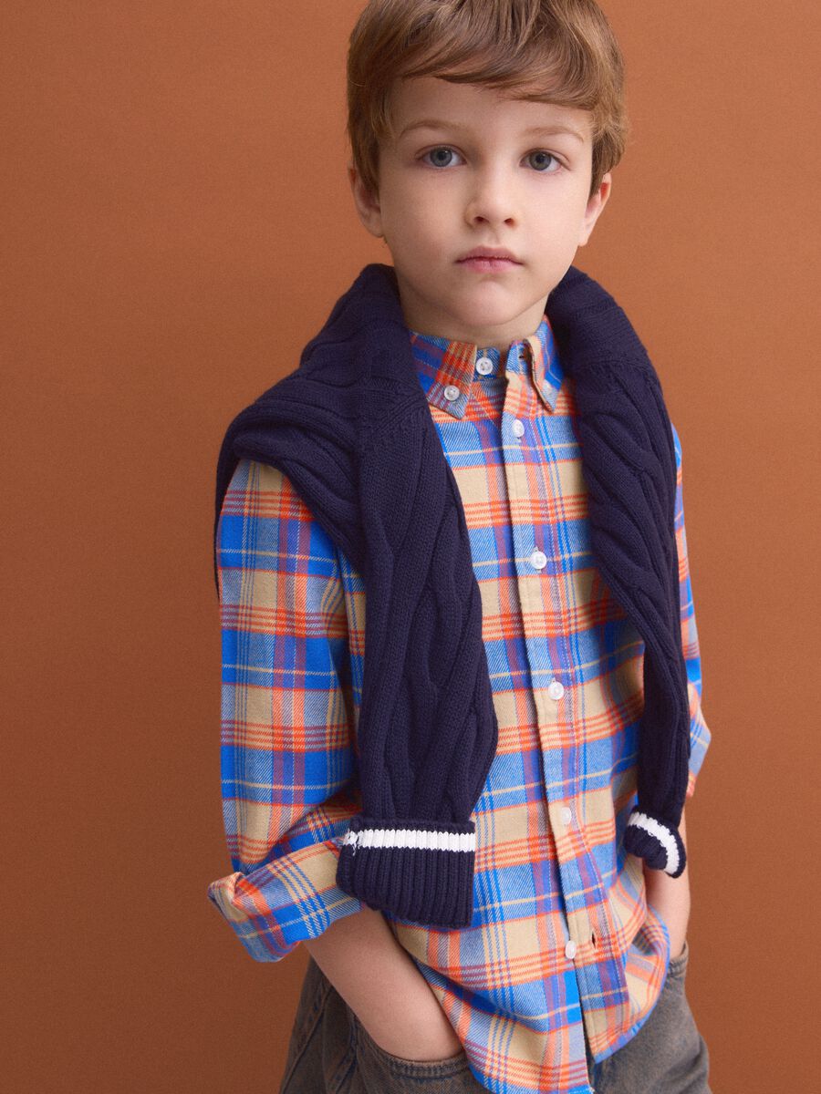 Multicolour pure cotton checked Oxford shirt, regular fit_2