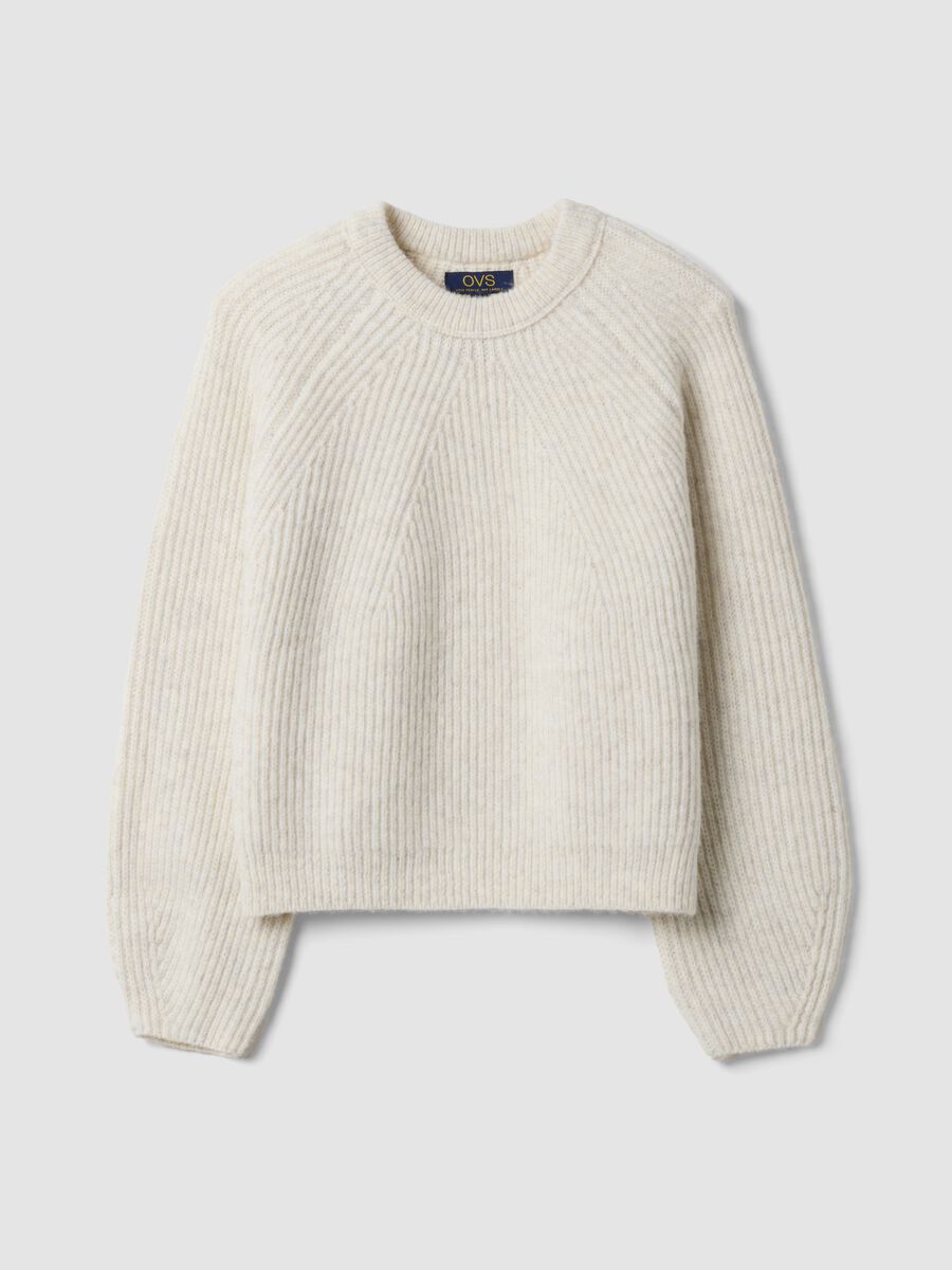 Beige ribbed wool-blend crew-neck jumper_4