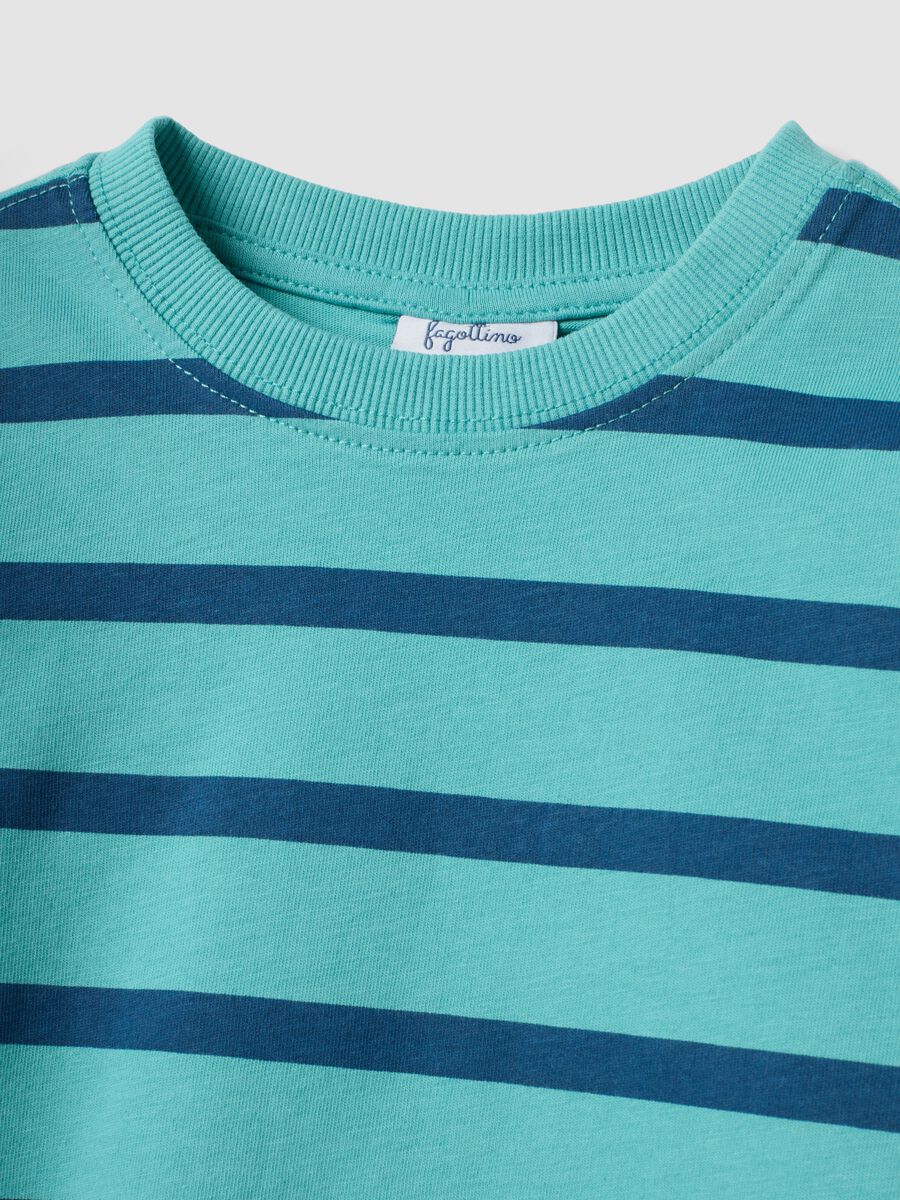 Oversized multicolour striped T-shirt in pure organic cotton for boys_2
