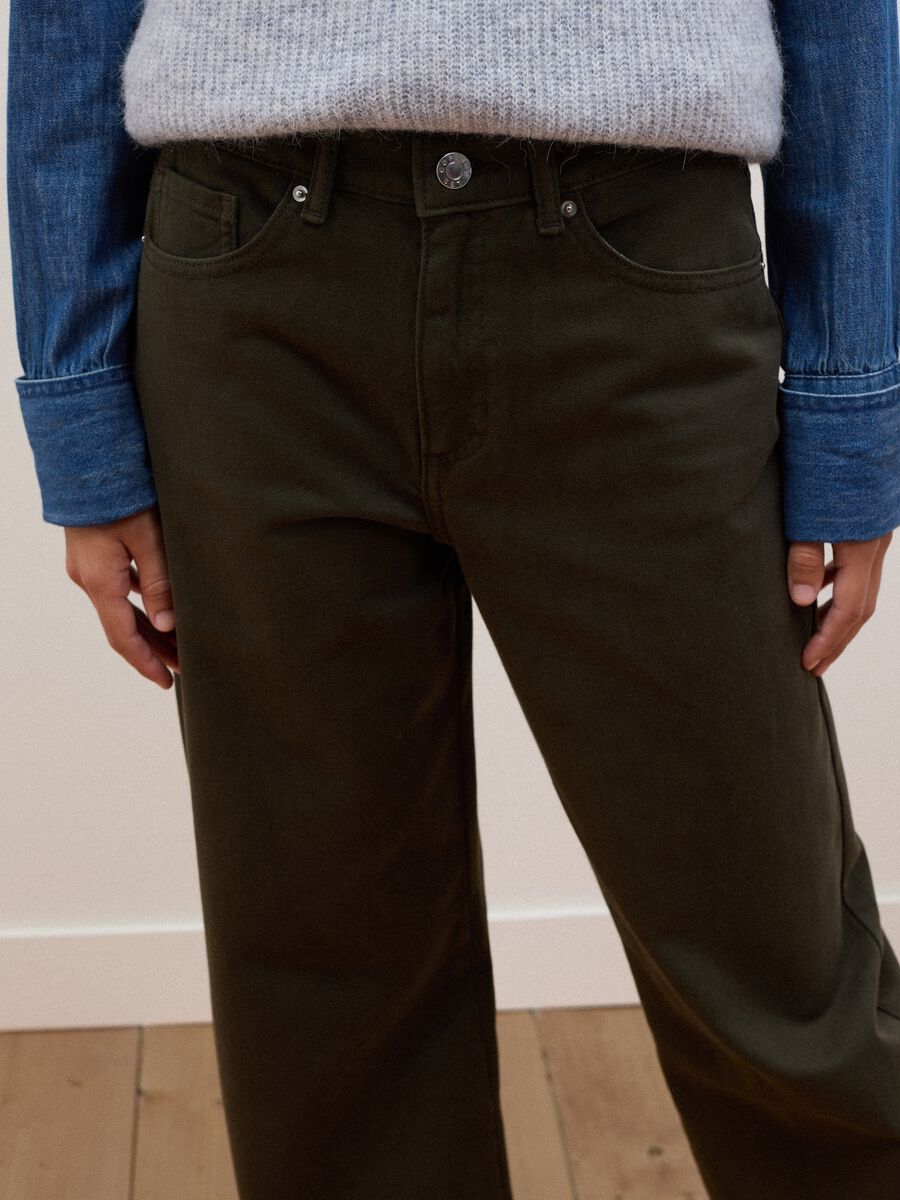 Brown wide-leg jeans in pure cotton_3