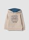 Beige pure cotton hoodie sweatshirt with crew neck_0
