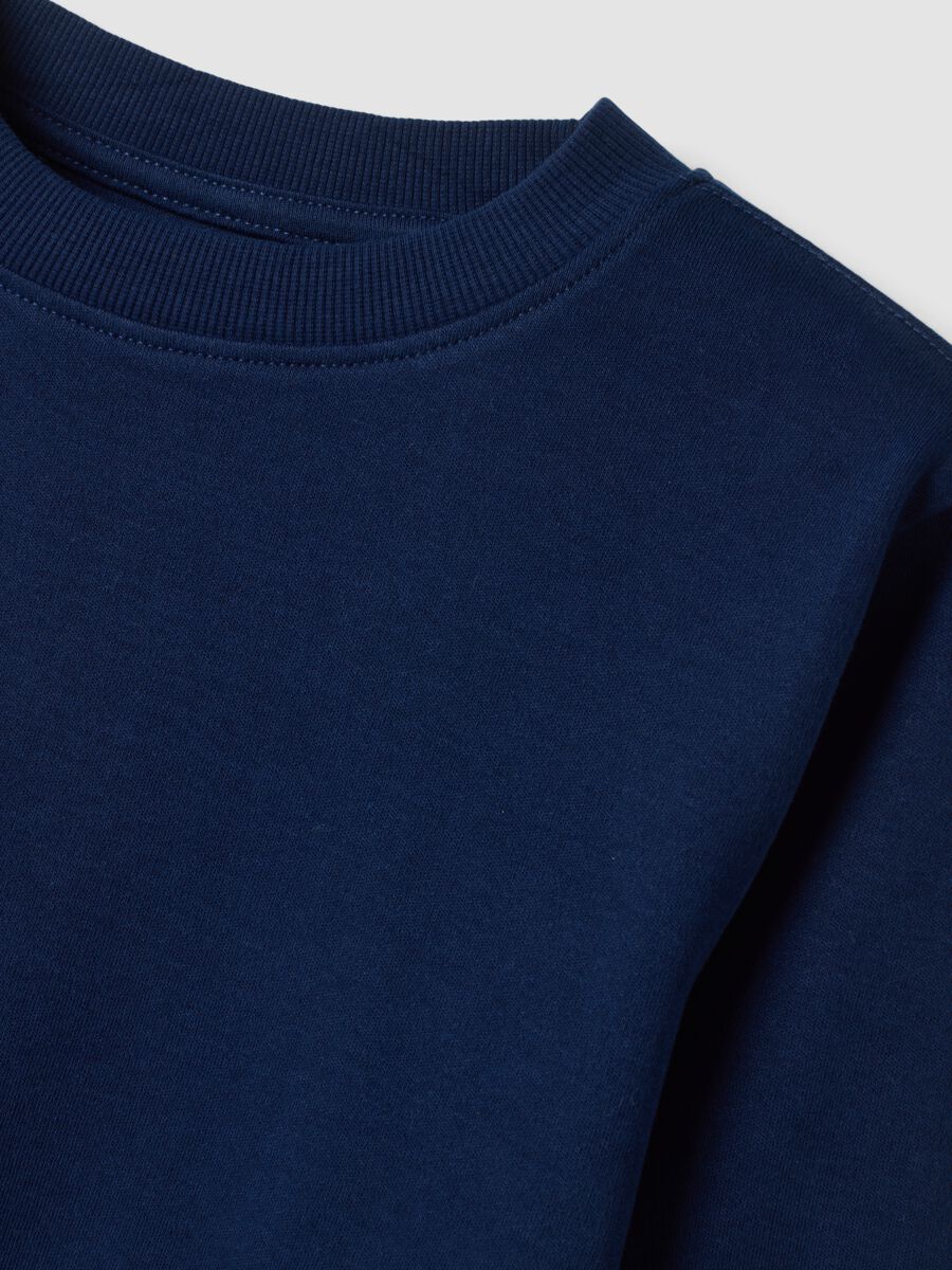 Navy blue crew-neck T-shirt in pure organic cotton_2
