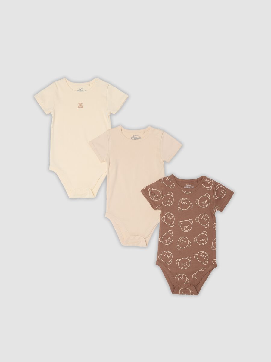 Three-pack of multicolour organic cotton short-sleeve bodysuits_0