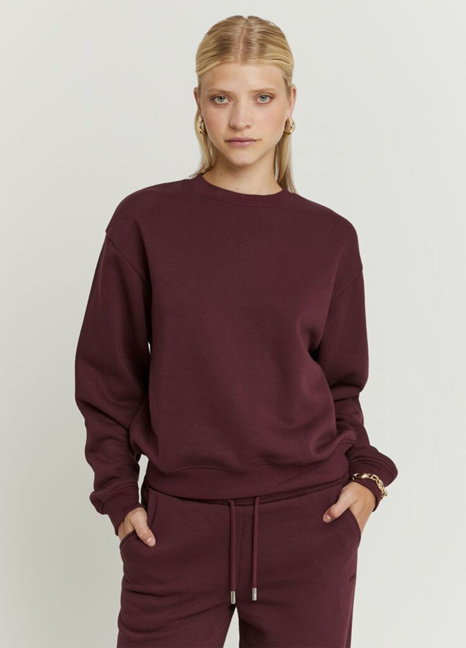 Red regular fit cotton blend sweatshirt