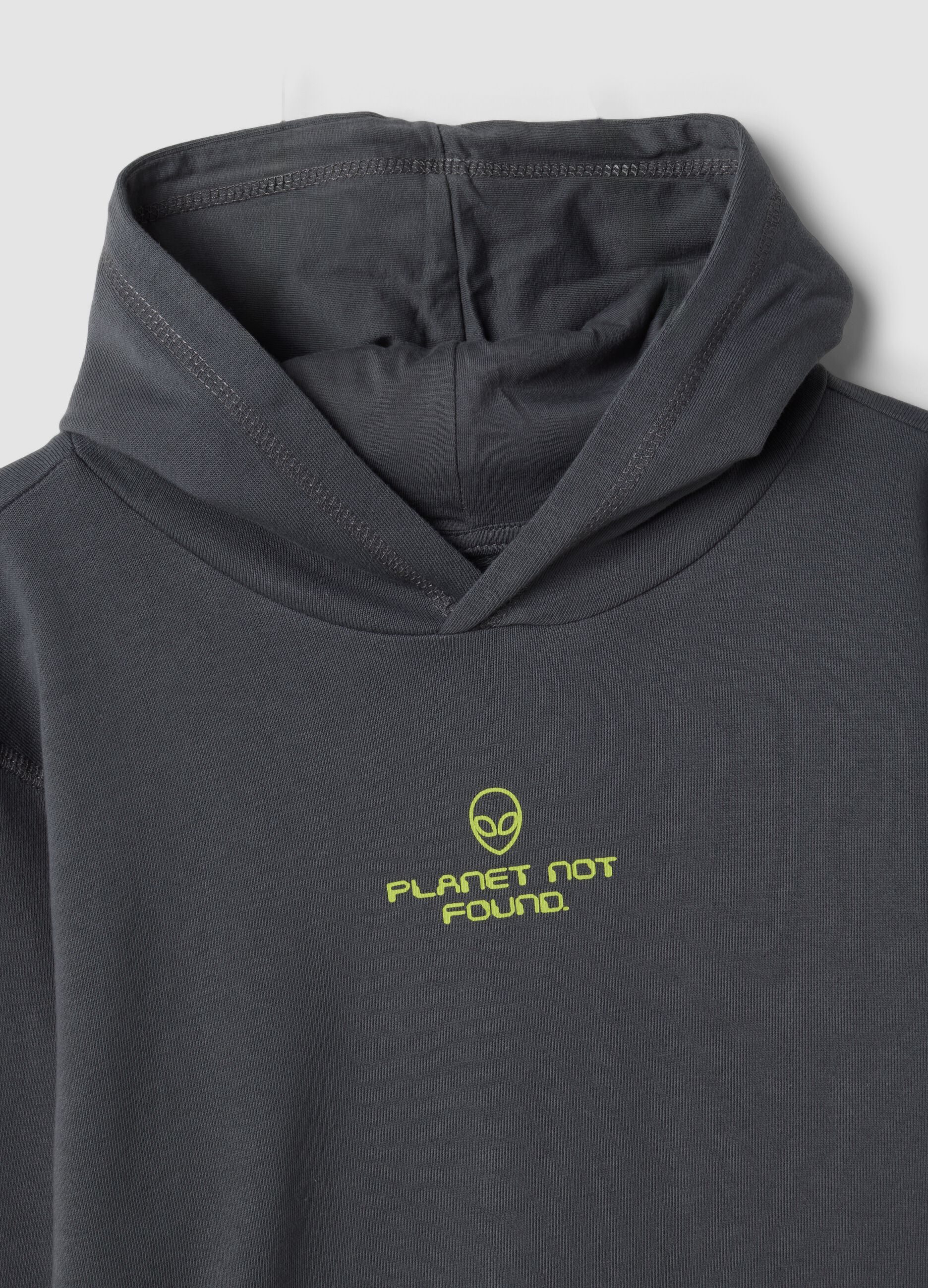 Grey pure cotton hoodie with relaxed-fit print