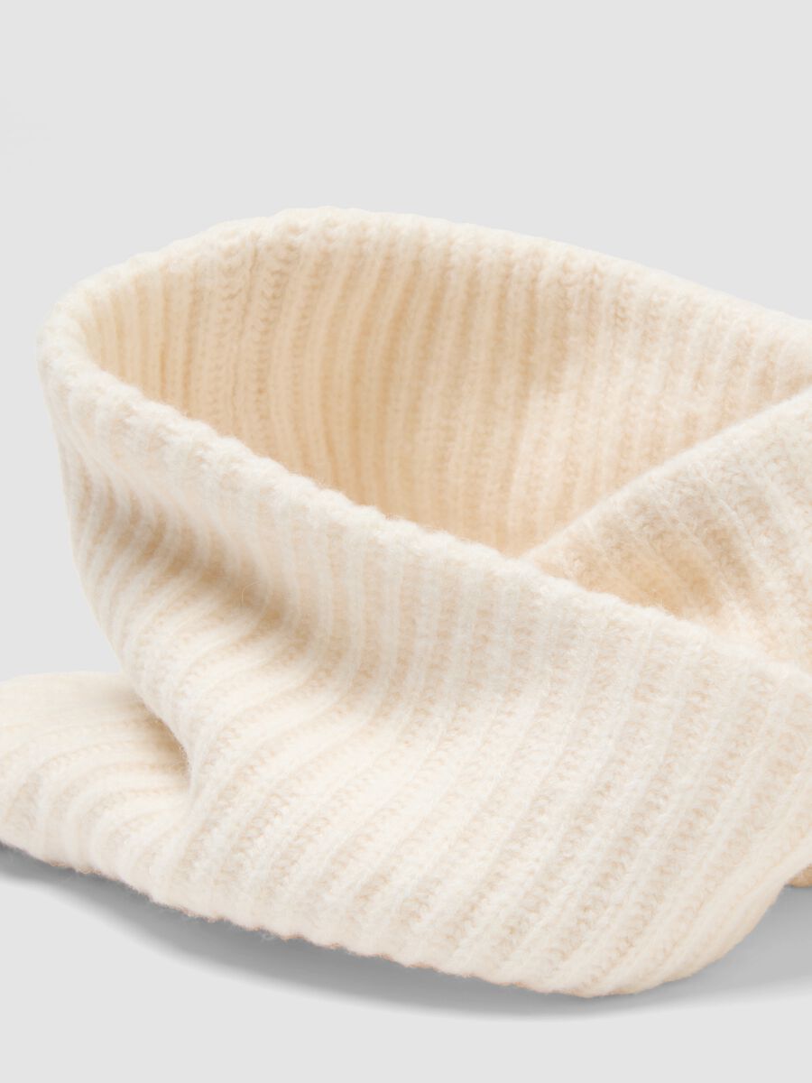 White ribbed wool-blend scarf_2