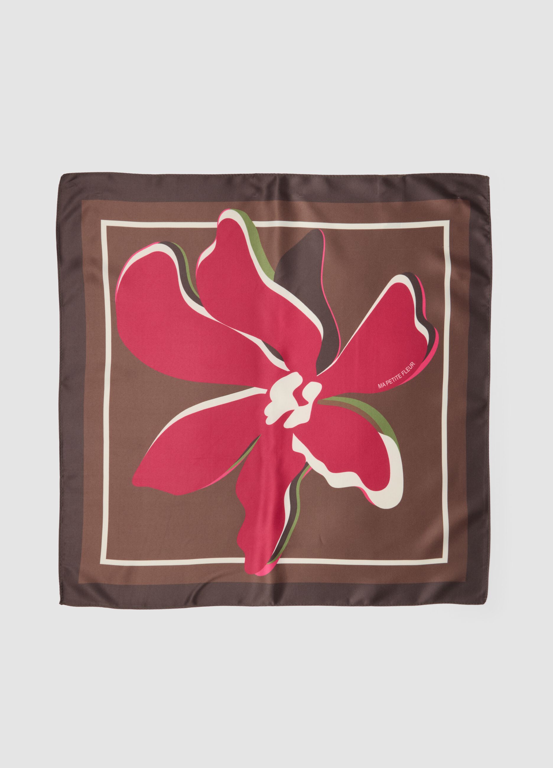 Brown floral-pattern scarf