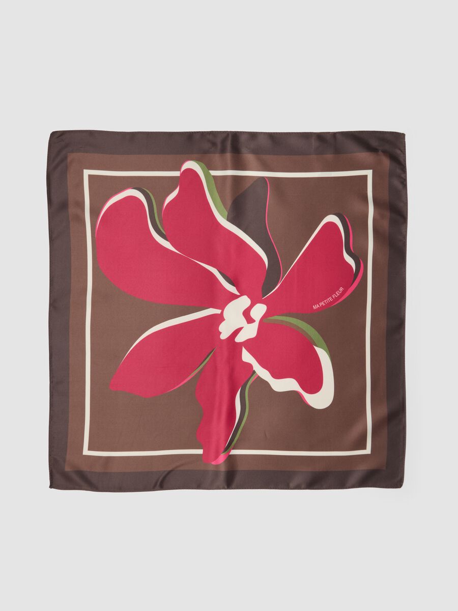 Brown floral-pattern scarf_1