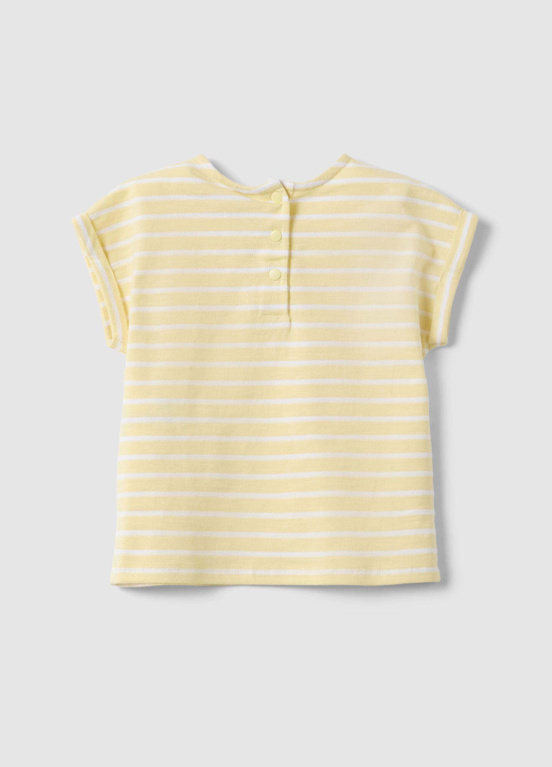 Girls' multicolour striped pure cotton T-shirt with hearts