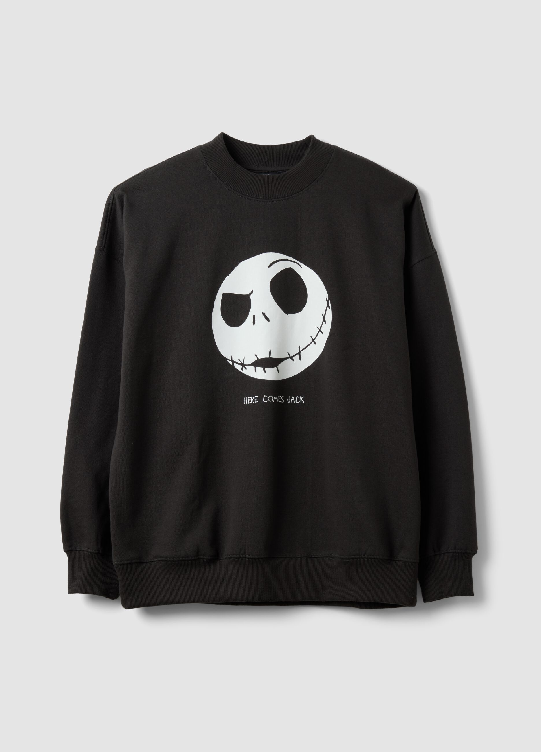 Black 100% cotton sweatshirt with The Nightmare Before Christmas print