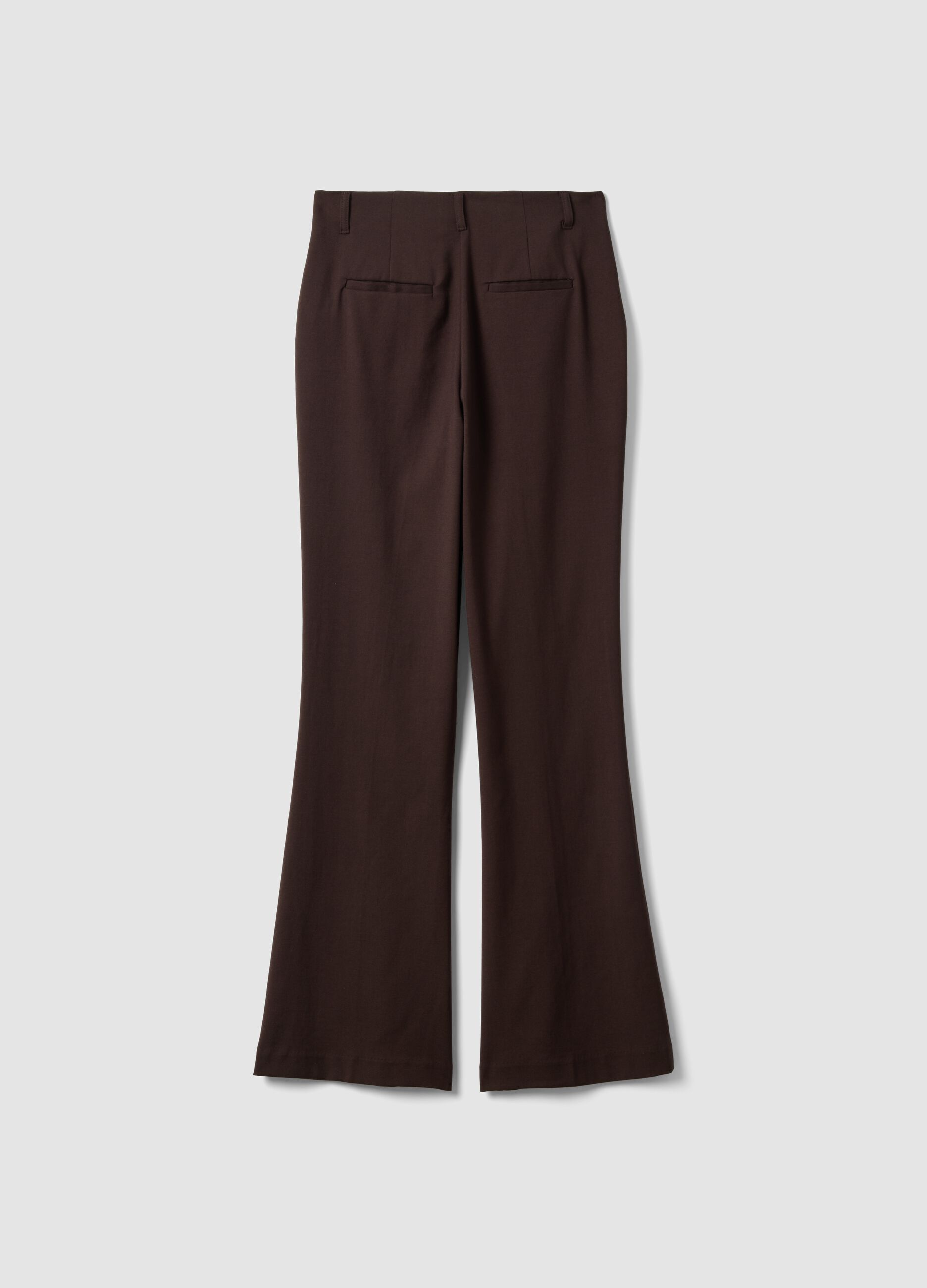 Brown Flared Formal Trousers in Stretch Viscose