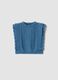 Blue knitted gilet with ruffles and cable knit_0