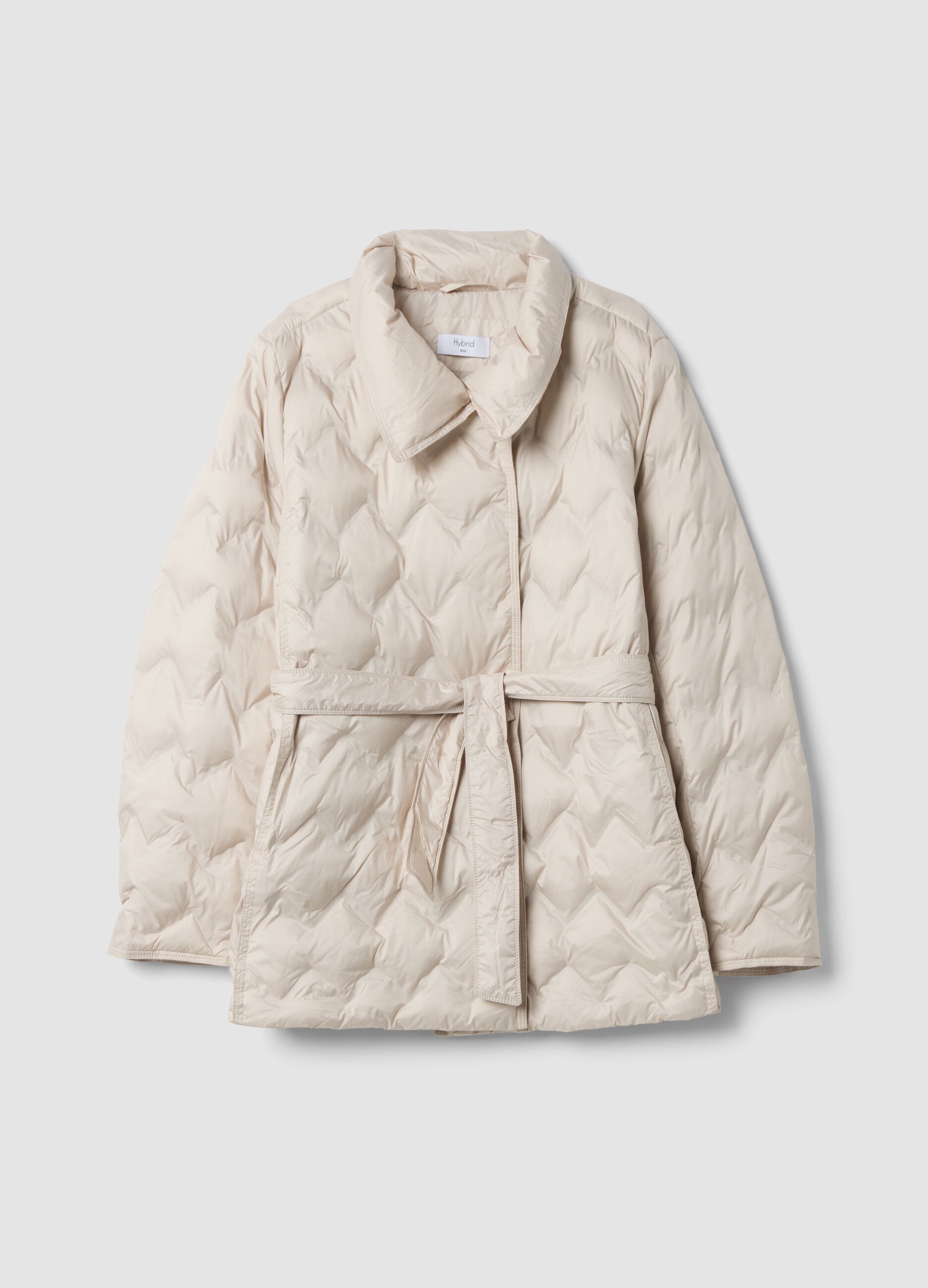 Sand regular-fit padded jacket with belt