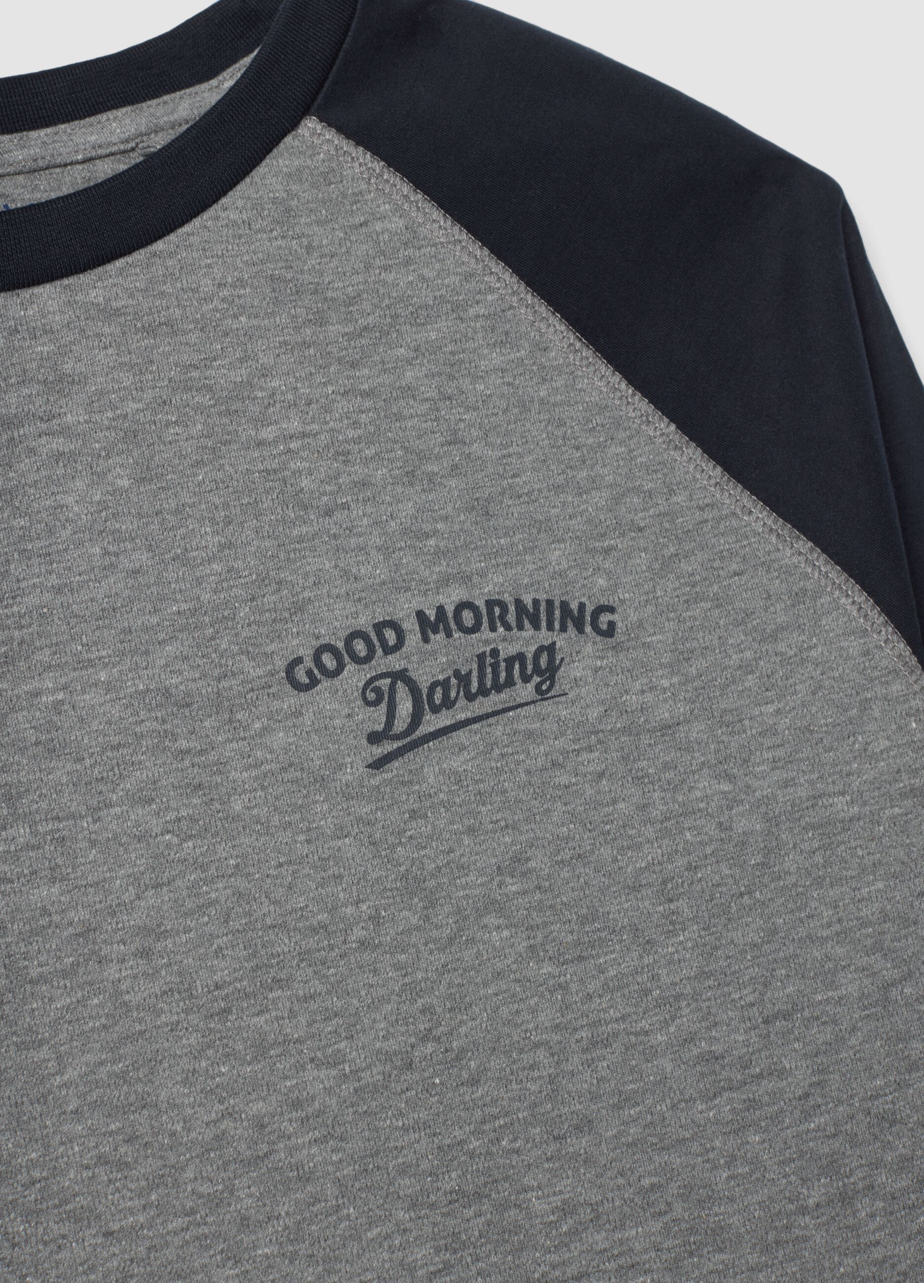 Grey pure organic cotton crew-neck pyjamas