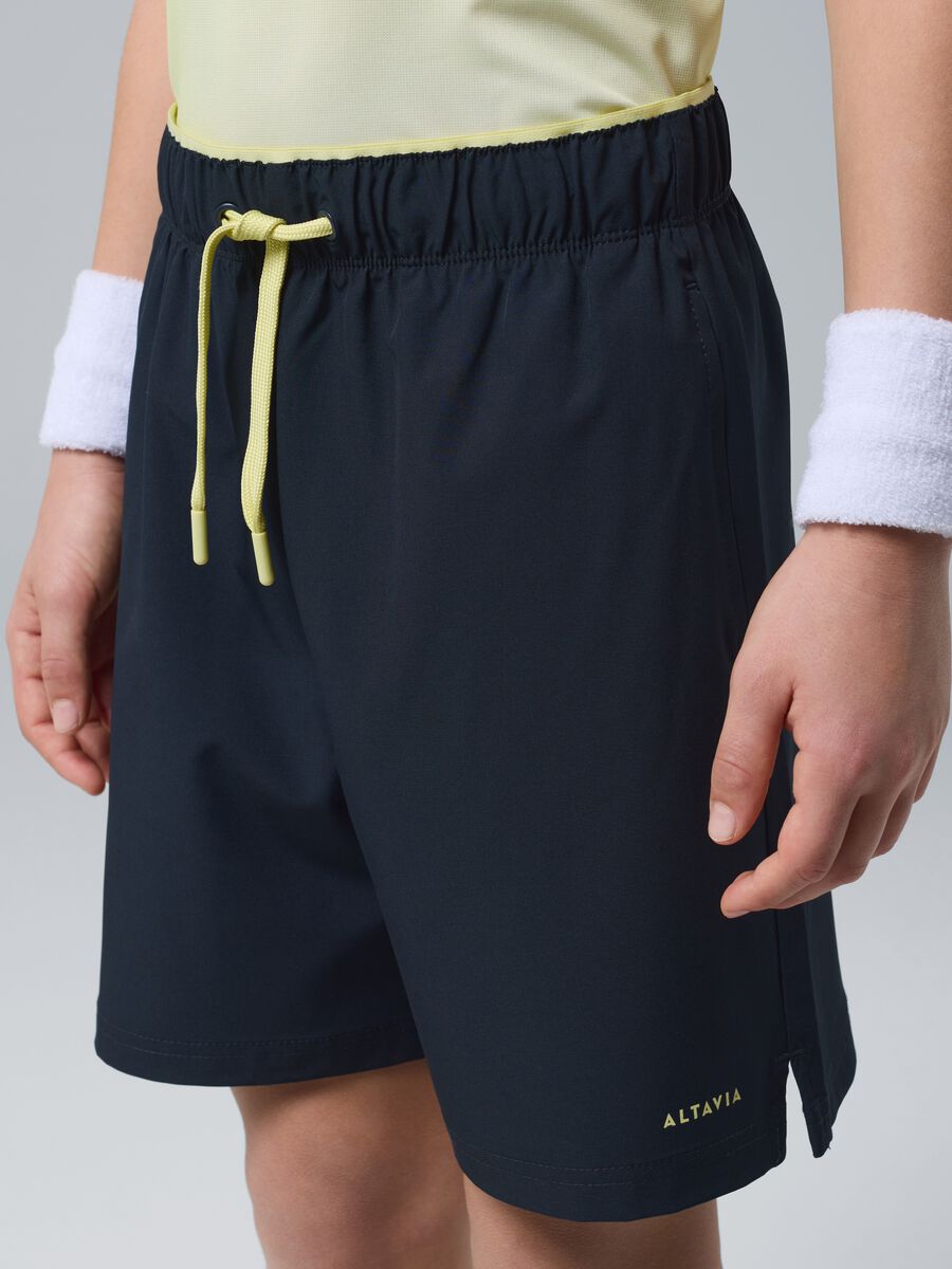 Black ALTAVIA COURT sports shorts in stretchy technical fabric for boys_1