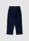Pantaloni blu scuro in cotone elasticizzato a coste_0