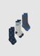 Tripack di calze lunghe blu e grigie in cotone organico elasticizzato_0