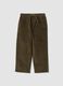 Pantaloni verdi in cotone elasticizzato a coste_0