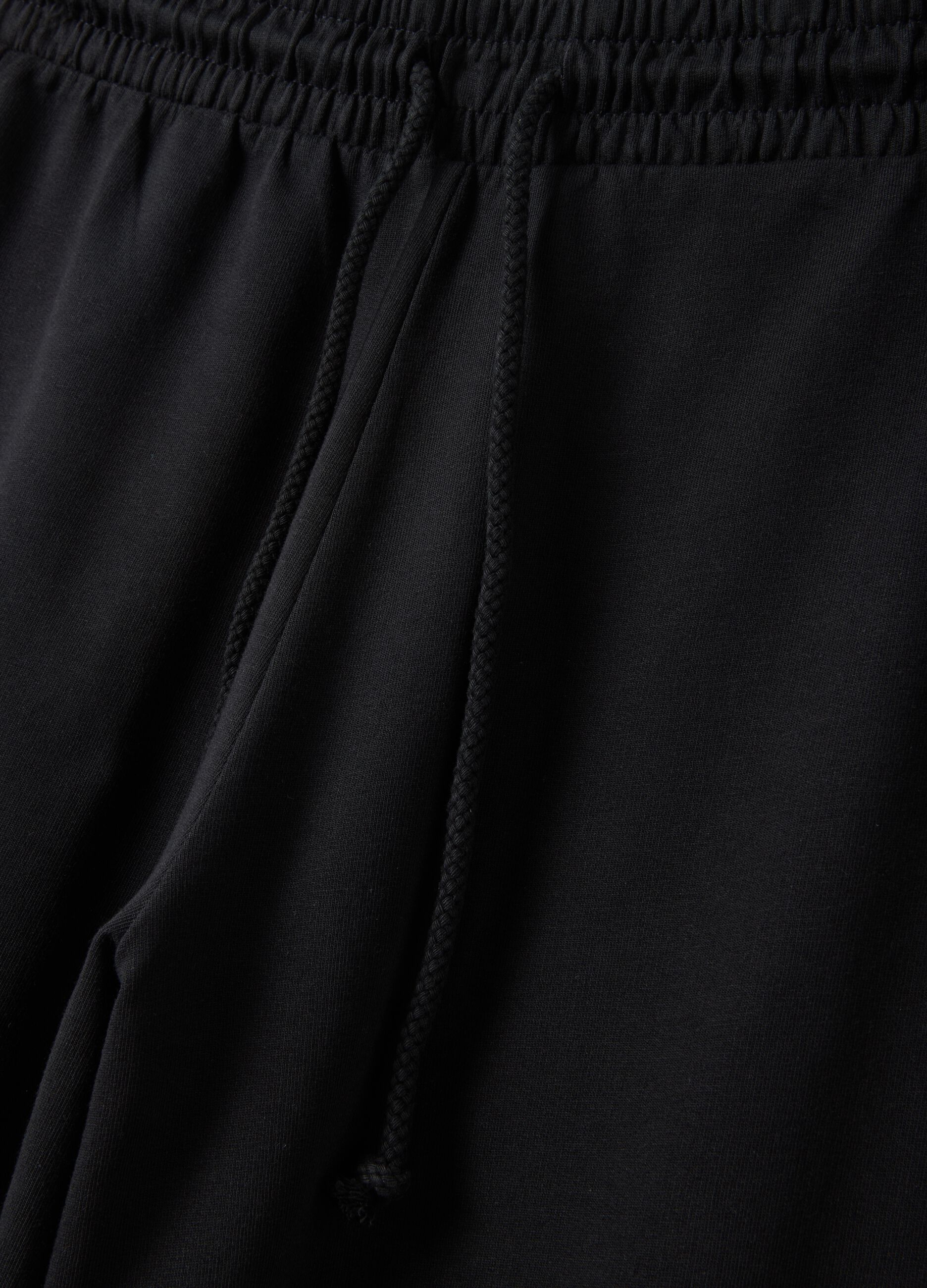 Black baggy-fit pure cotton jogger trousers