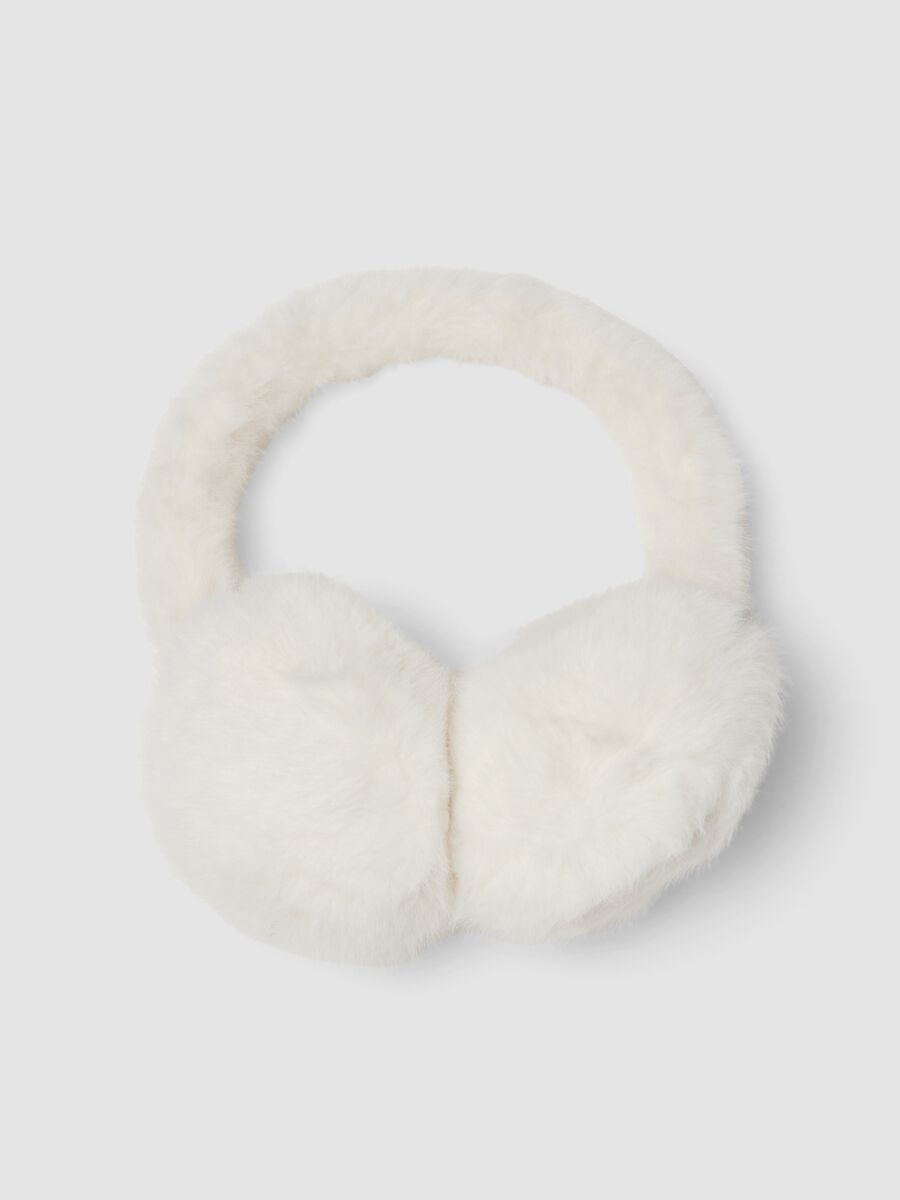 Cream white teddy-effect earmuffs_0