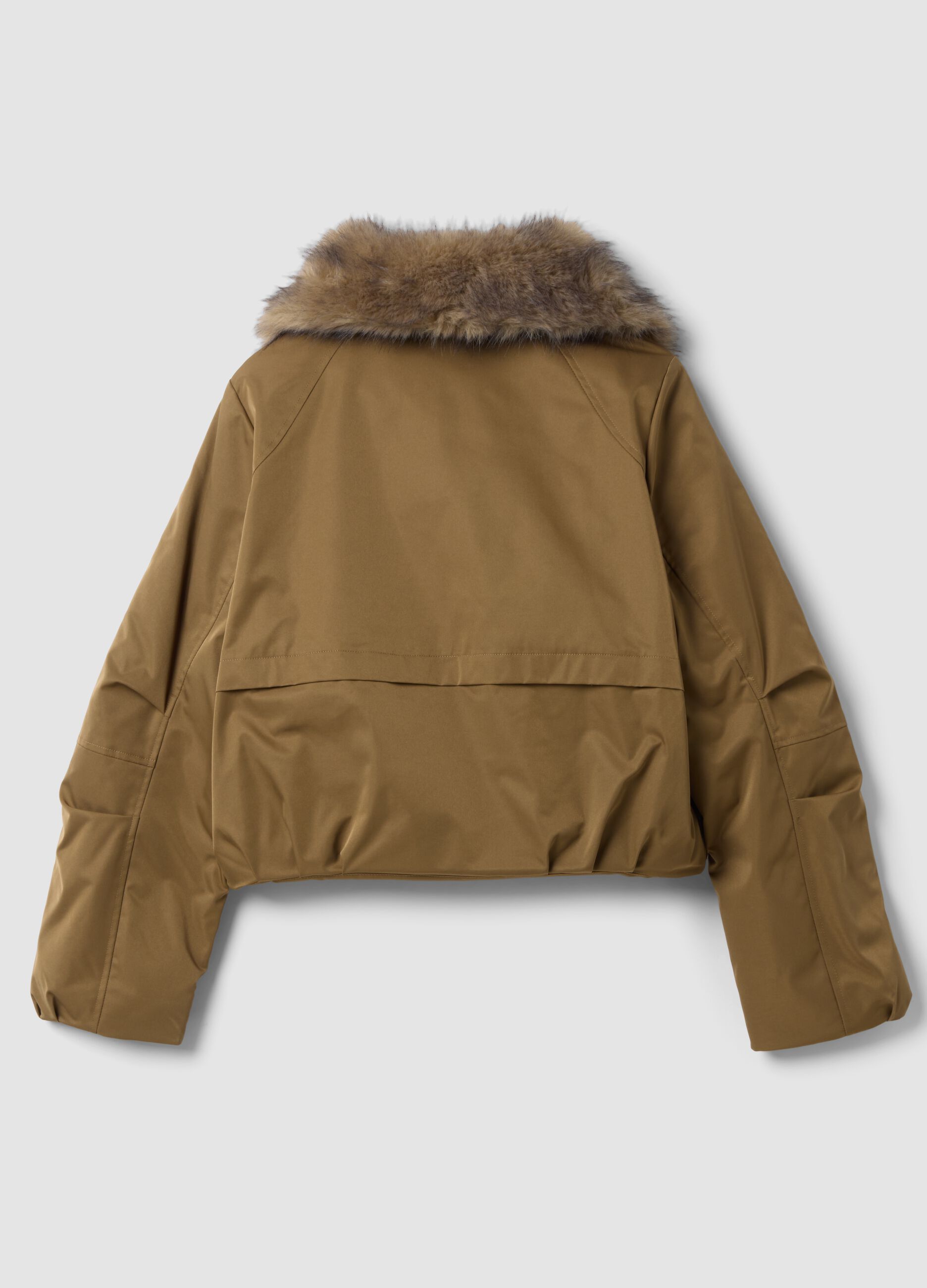 Bomber imbottito verde con colletto a contrasto e zip regular fit