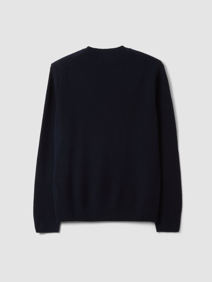 Navy blue crew-neck wool-blend jumper, regular fit_2