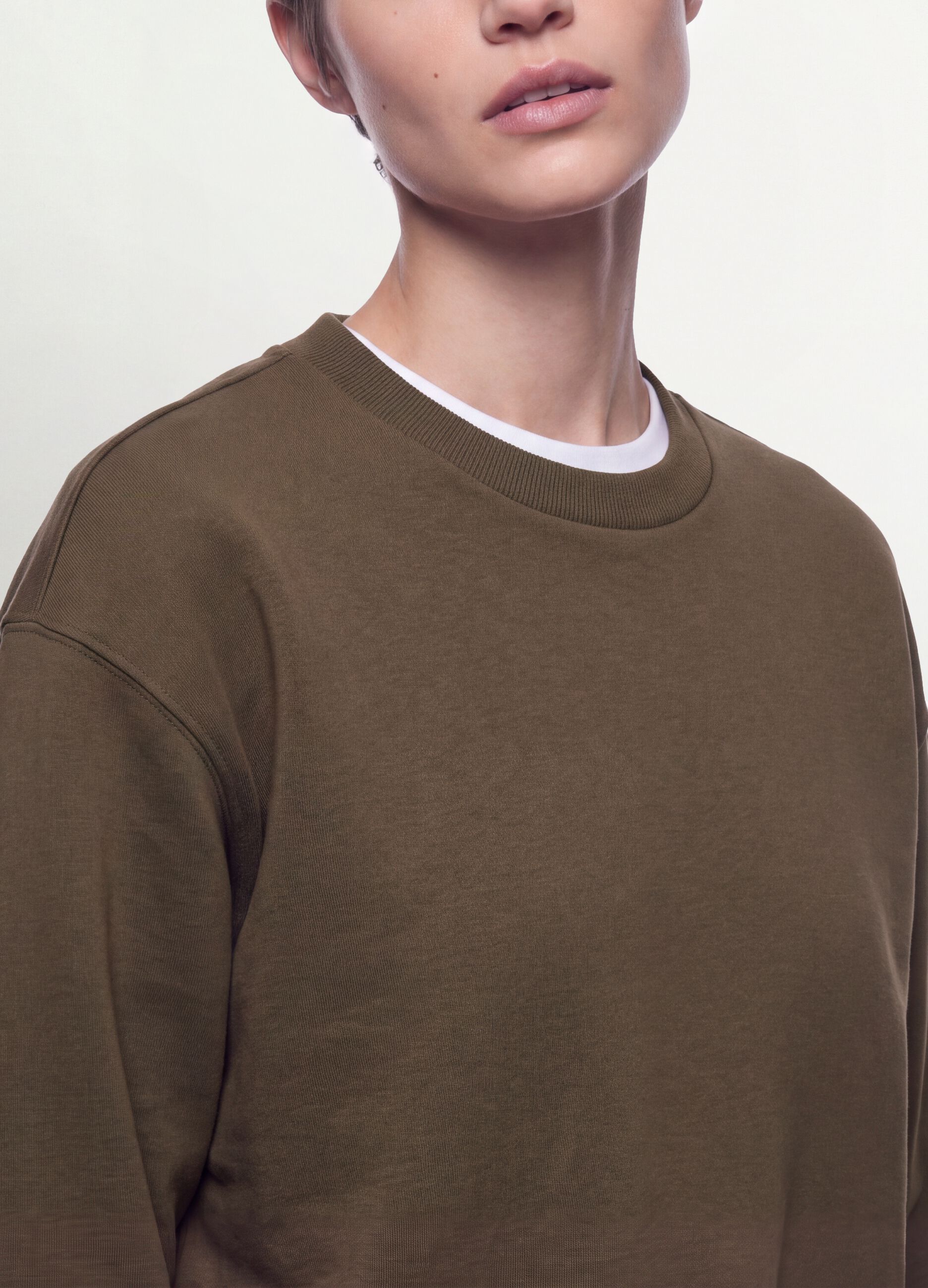 Green cotton-blend regular-fit crew-neck sweatshirt
