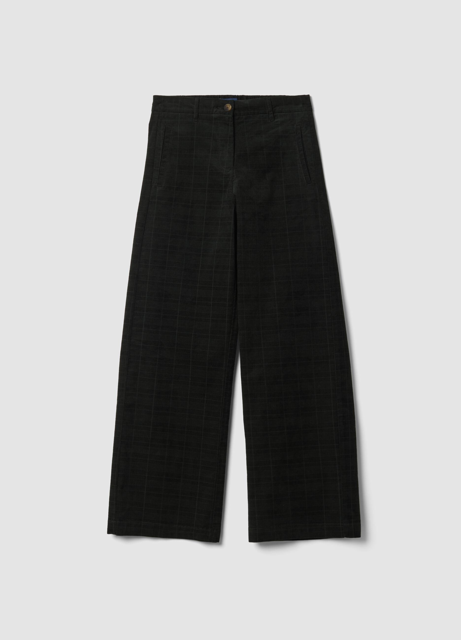 Pantaloni neri wide leg in cotone elasticizzato