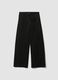 Pantaloni neri wide leg in cotone elasticizzato_0
