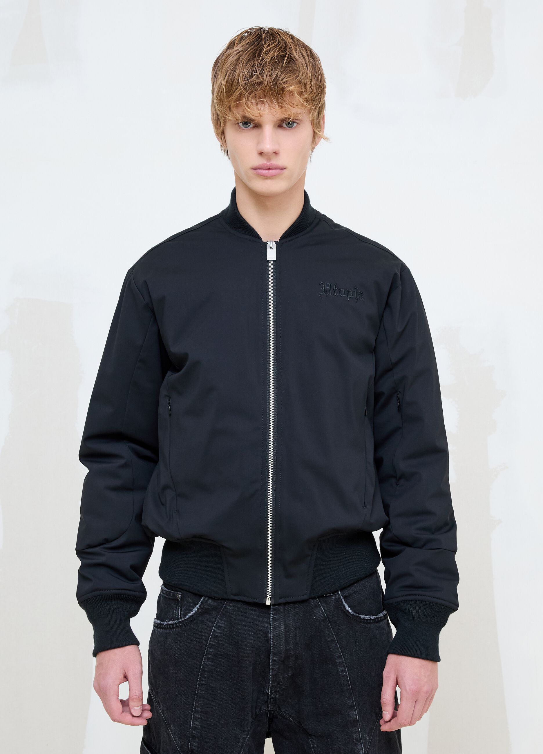 Black Nylon Bomber Jacket