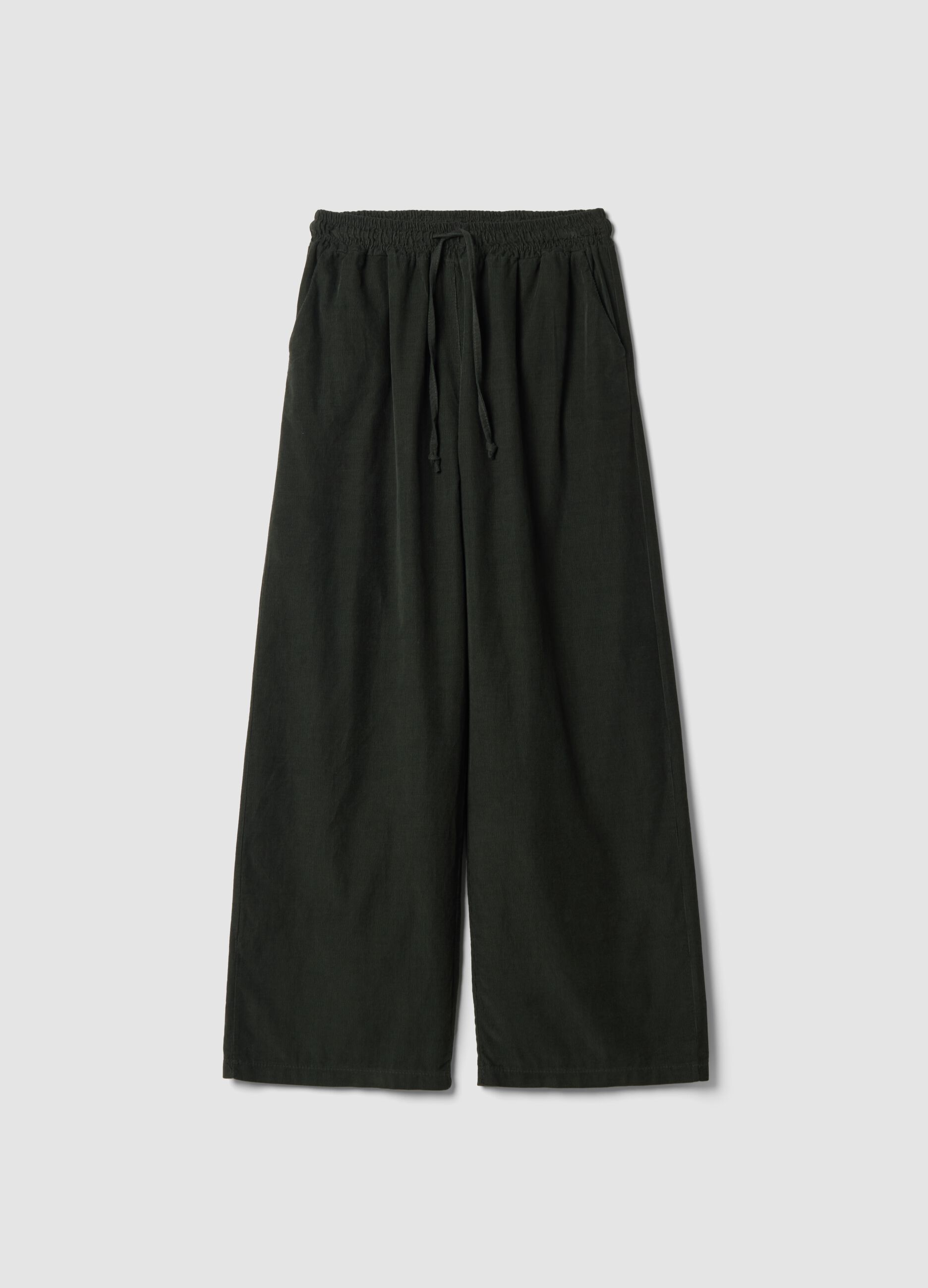 Green pure cotton regular-fit trousers