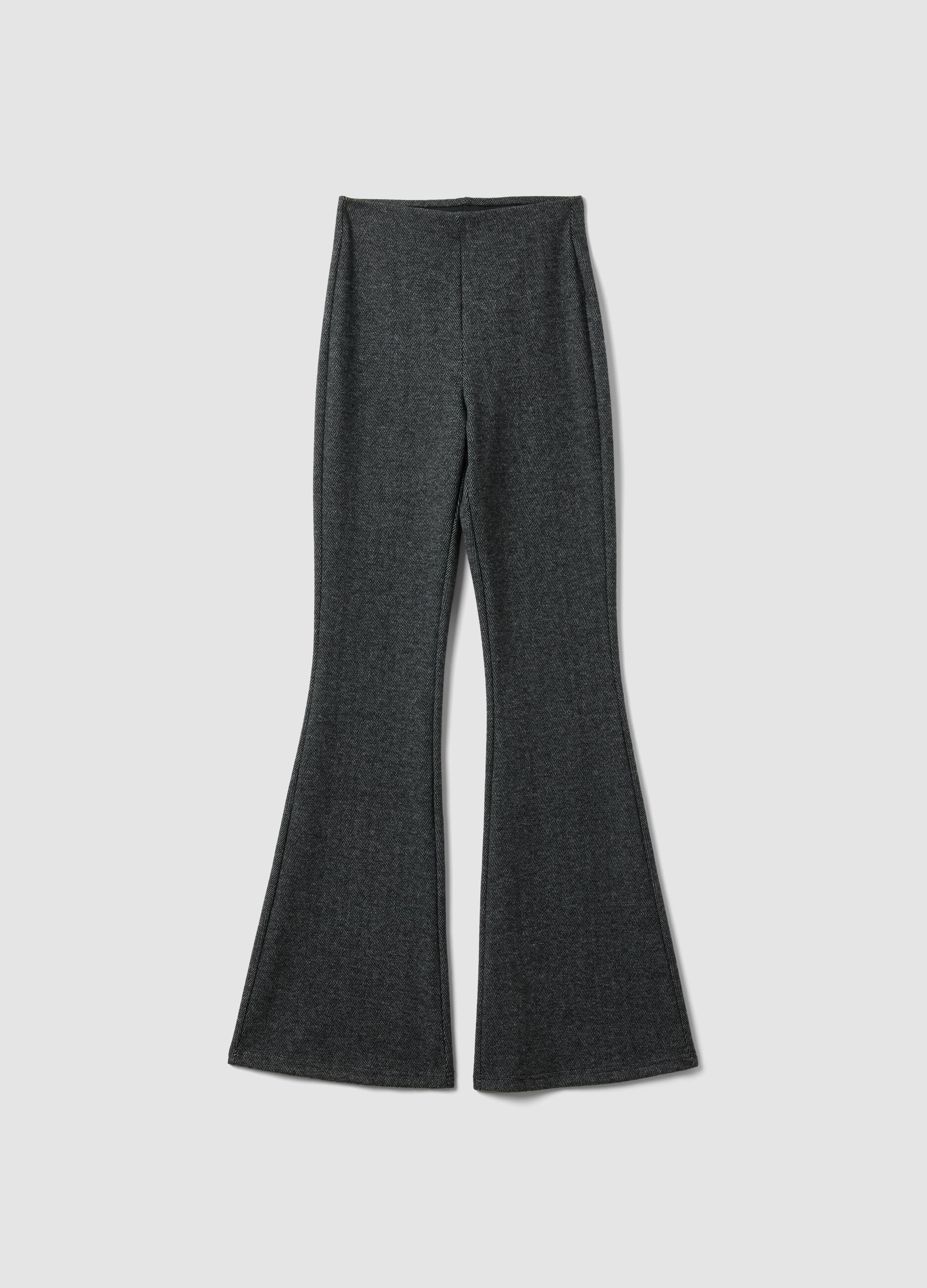 Grey stretch viscose flare trousers