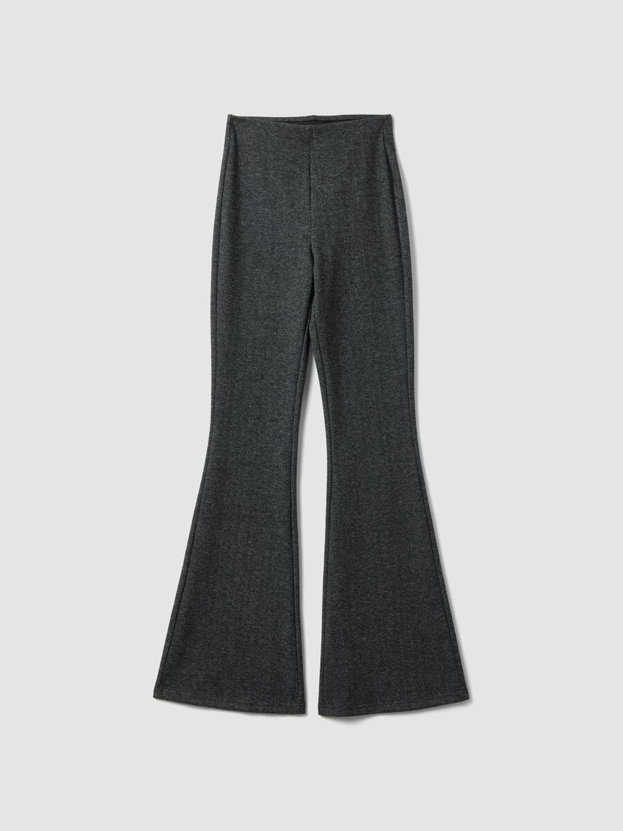 Grey stretch viscose flare trousers_0