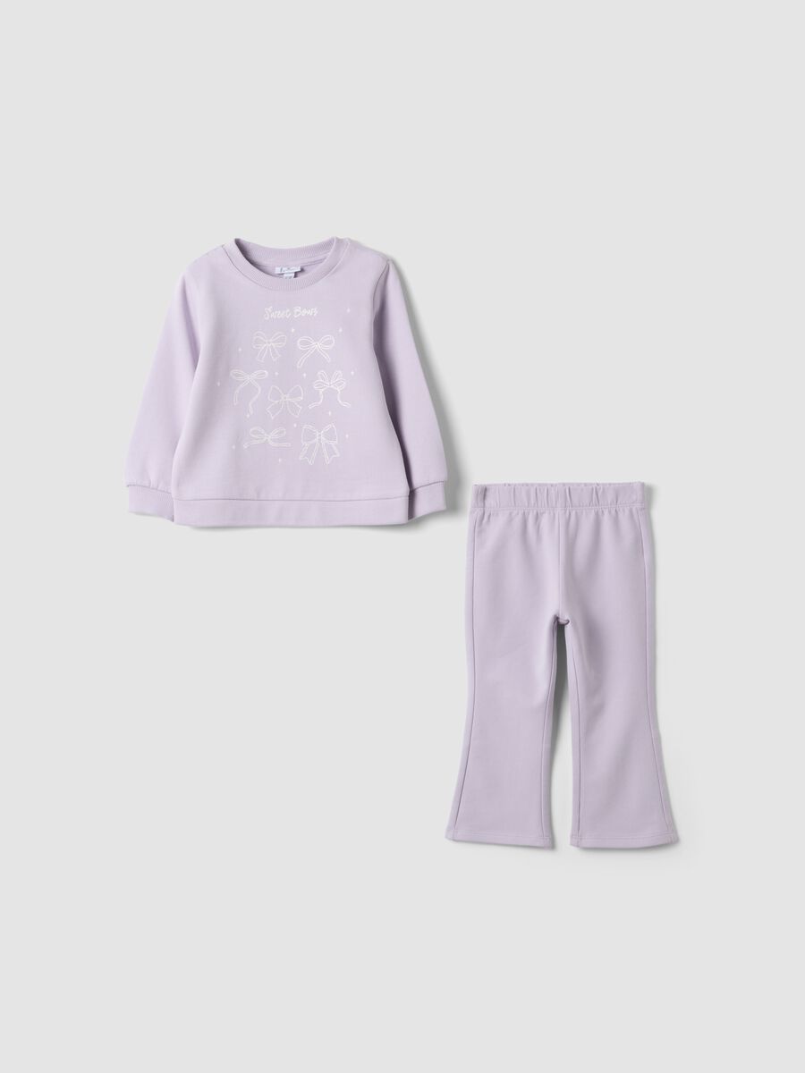 Pink pure cotton set with crew-neck sweatshirt_0