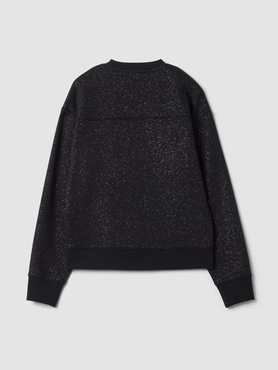 Black cotton-blend crew-neck sweatshirt with lurex print_2