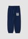 Pantaloni jogger blu in puro cotone con stampa_0