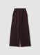 Brown fleece cotton-blend straight-fit trousers_0