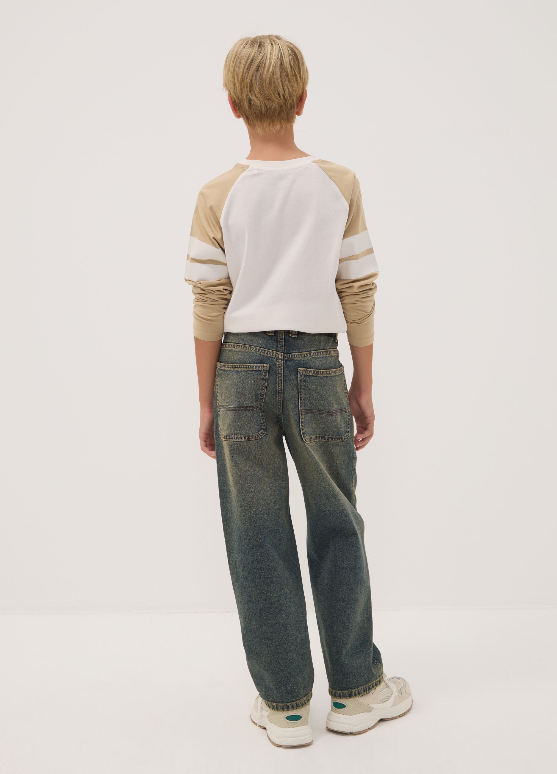 Blue pure cotton skater-fit jeans