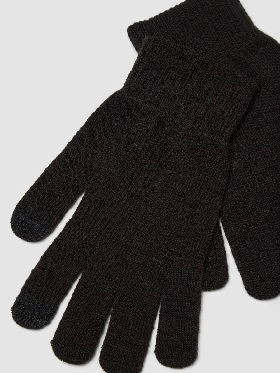 Black Stretch Knit Gloves_2