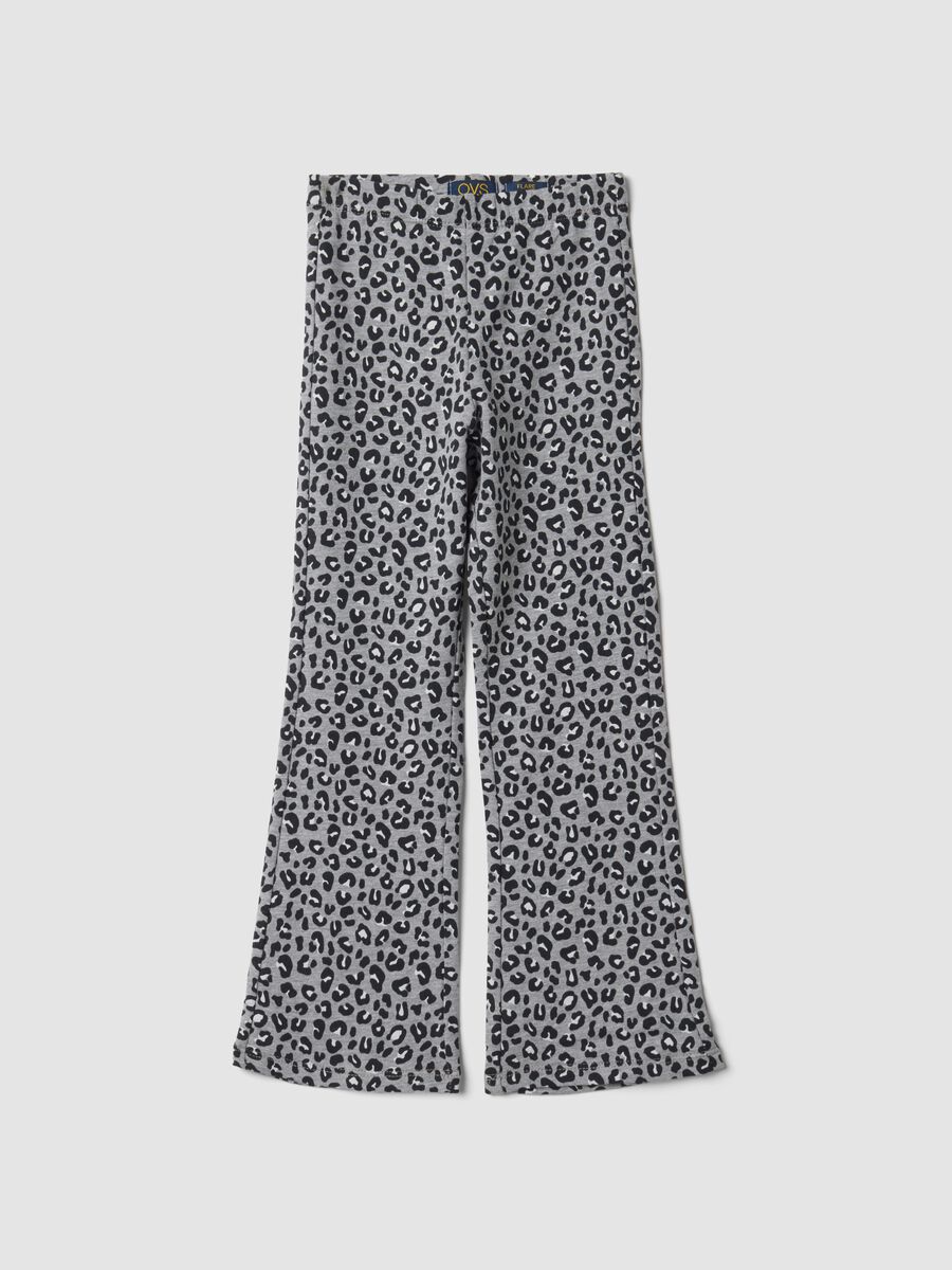 Grey organic stretch cotton flared leggings_0