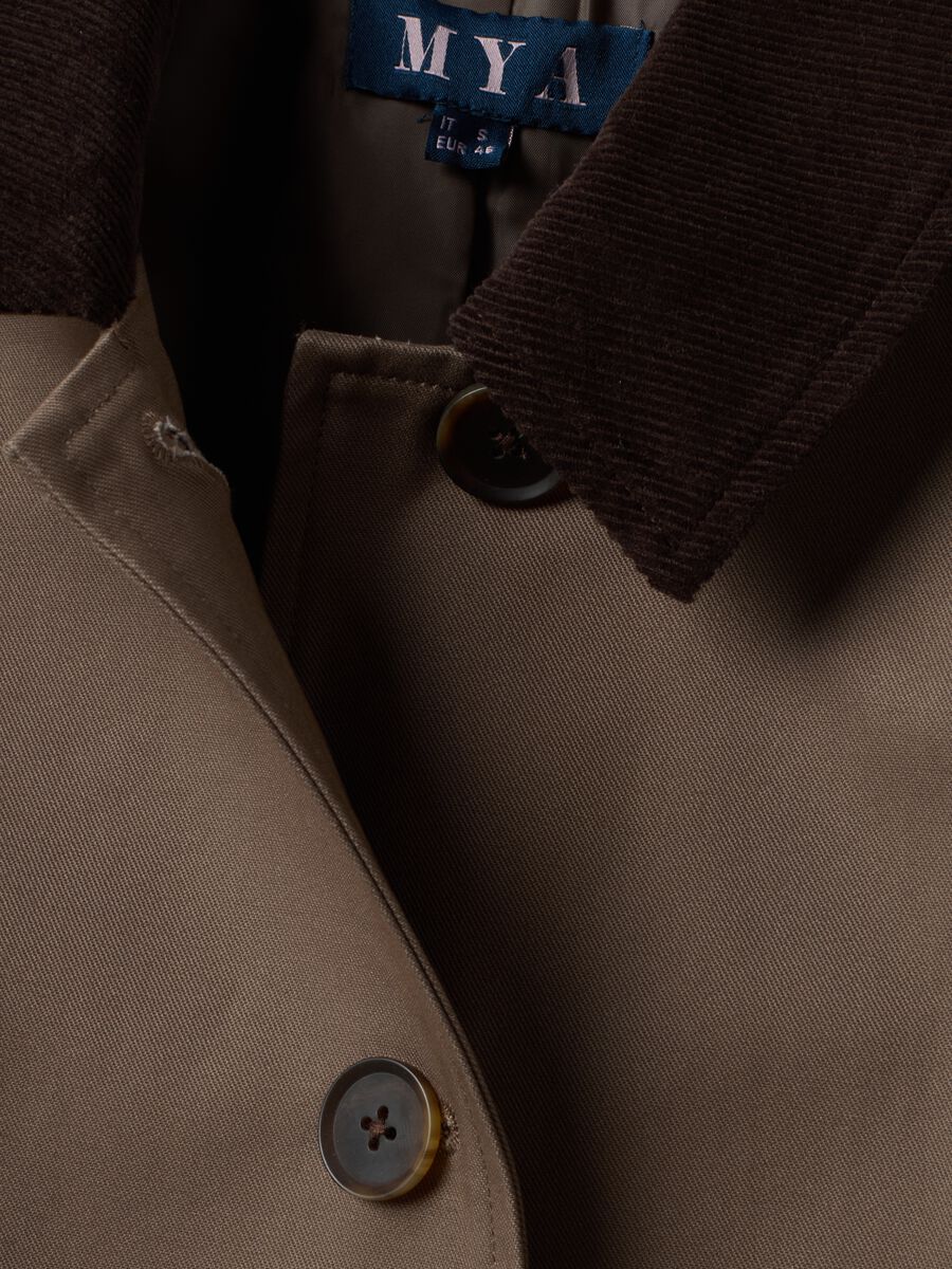 Brown pure cotton jacket with contrasting collar, regular fit_5