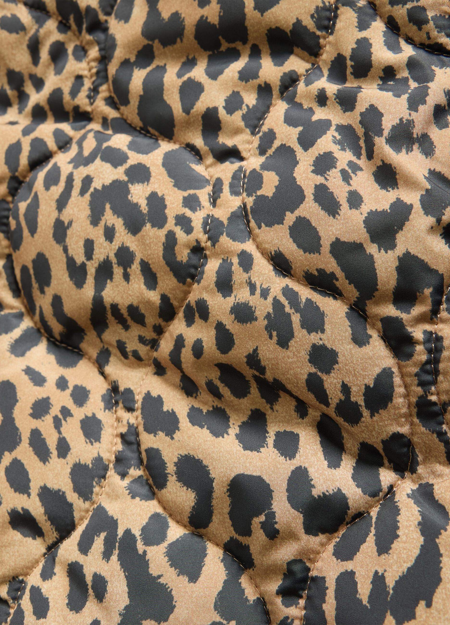 Beige Leopard Print Bomber Jacket