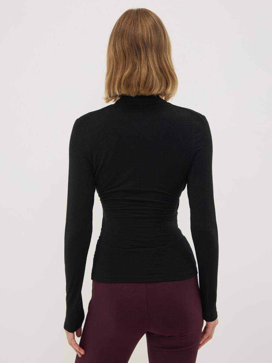Black viscose, silk and stretch wool crew-neck T-shirt, regular fit_3