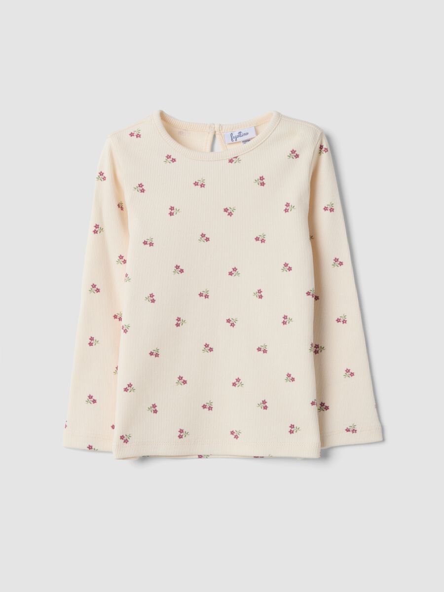 Pink stretch organic cotton crew-neck T-shirt_0