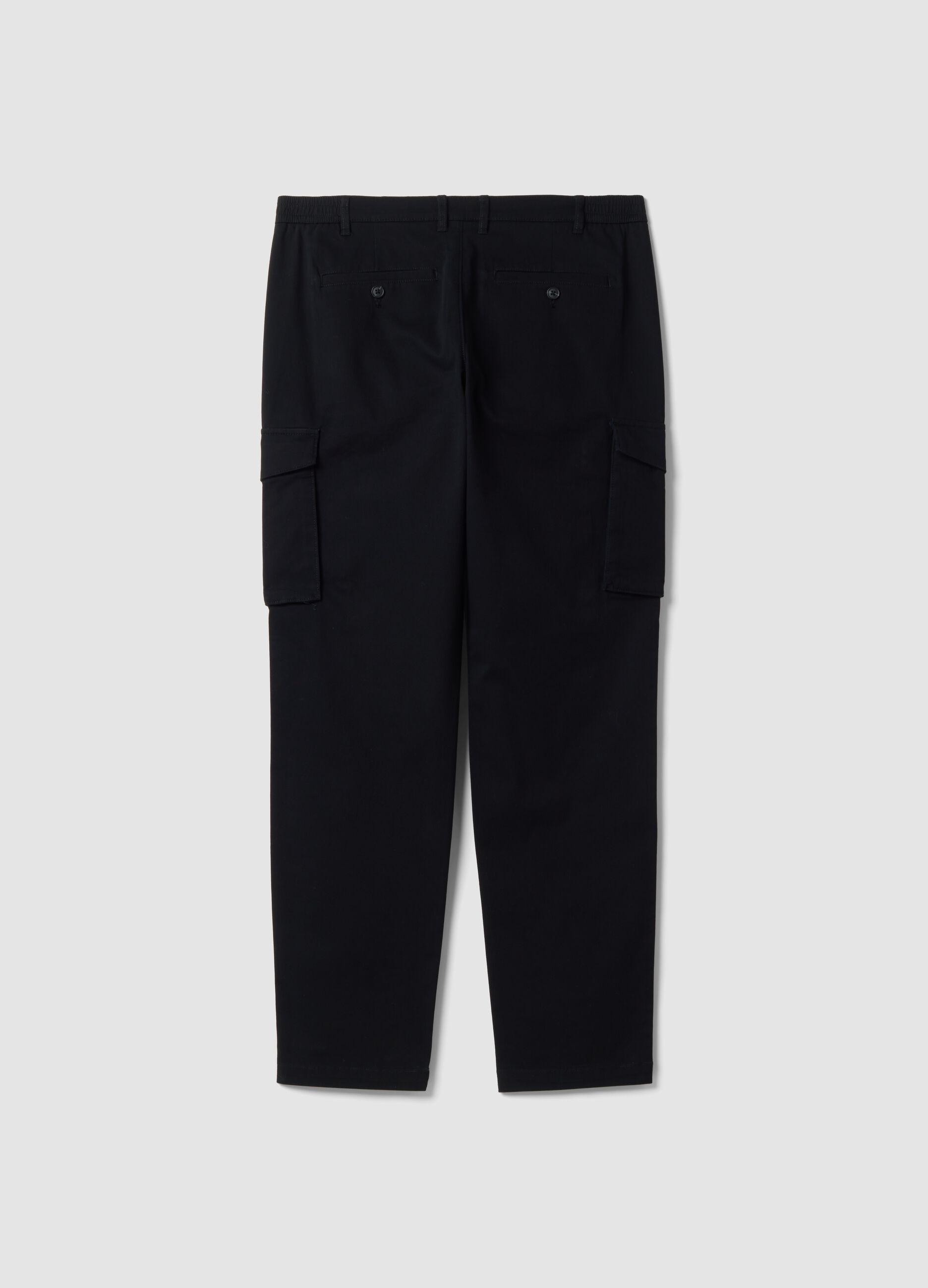 Pantaloni cargo neri in cotone elasticizzato slim fit